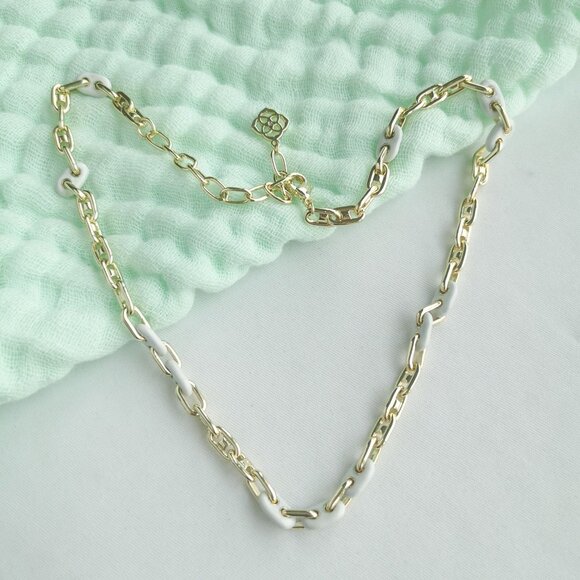 Kendra Scott Bailey White Mix Chain Necklace - Gold - Picture 3 of 4